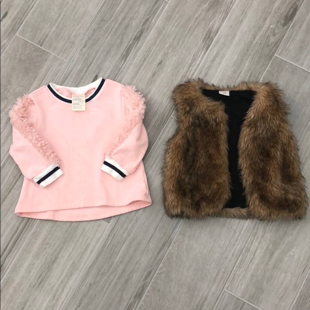 Fur Vest and Sweater